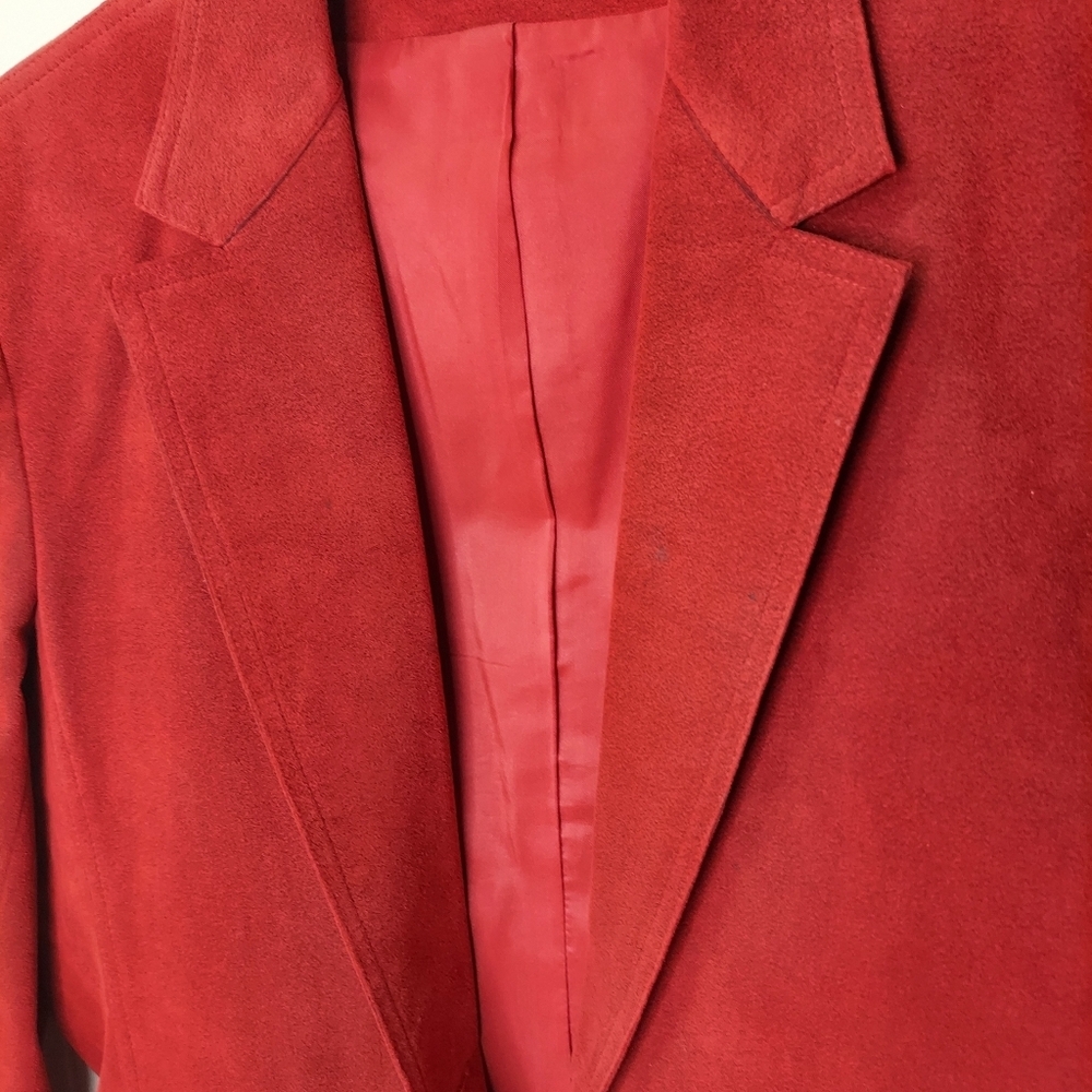 Blassport Ultra Suede Blazer Jacket Women Medium Red Long Sleeve DISCOLORED - Picture 2 of 15